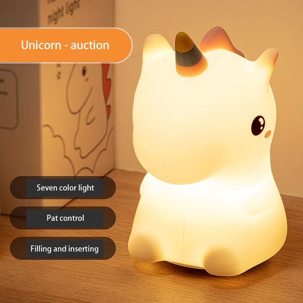 Veilleuses Licorne nouvelle étrange lampe en silicone tapotant petit cadeau d'anniversaire créatif de chevet