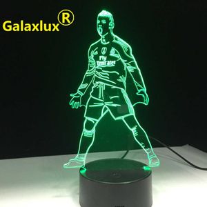 Night Lights USB 3D LED Night Light voetballer Touch Sensor 16 Kleuren afstandsbediening Veranderende bureaubrieklamp voetbalverlichting 1885 P230331