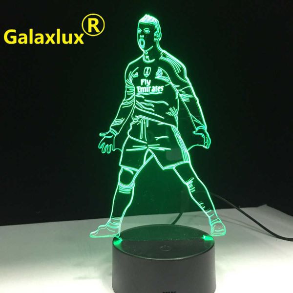 Veilleuses USB 3D Led Veilleuse Joueur de Football Capteur Tactile 16 Couleurs Télécommande Changement Lampe de Bureau Chevet Football Lumières 1885 P230331