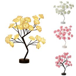 Nachtverlichting USB Batterij-aangedreven LED-tafellamp Rose Flower Bonsai Tree Garland Decoration Valentijnsdag