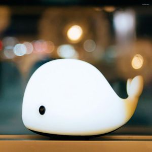 Nachtlichten USB oplaad silicagel lamp cartoon kleurrijke kleine walvis kloppen licht licht dolfijn kleur atmosfeer