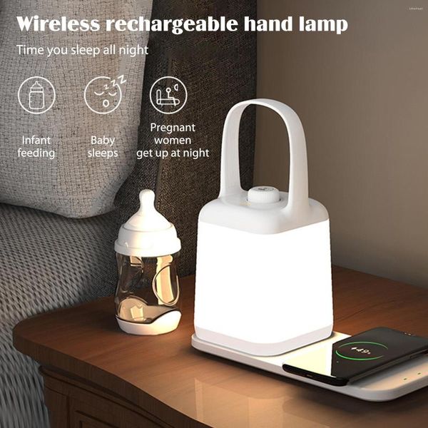 Luces nocturnas Lámpara de escritorio USB Carga inalámbrica 2000mAh LED Protección ocular Lectura Pantalla de alimentación Adornos de iluminación Decoración de la cabecera del hogar