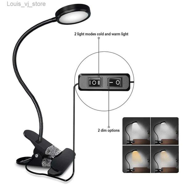 Luces nocturnas USB Luz de libro protegida para los ojos LED Mini lámpara de escritorio con clip Lámpara decorativa flexible de noche Luces interiores Lámpara de lectura para cabecera de cama YQ231204