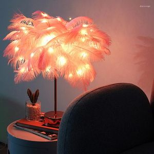 Nachtlichten USB Fairy Feather tafeld Bureau Decoratie Kleine lichte woonkamer feest Kerstmis huwelijksmeisje slaapkamer