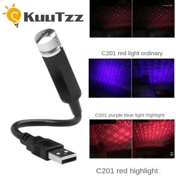 Luces nocturnas, luz USB LED para techo de coche, proyector de estrellas, atmósfera, galaxia, Lámpara decorativa ajustable para decoración de techo de habitación de coche