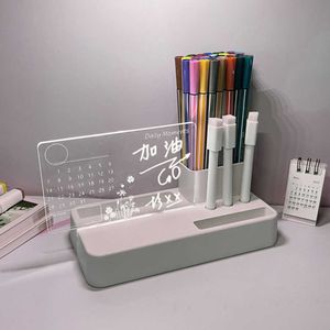 Veilleuses USB Note Board Night Light DIY LED Message Board Lumière de vacances avec porte-stylo Transparent Acrylique Lampe de bureau Décoration de la maison P230331