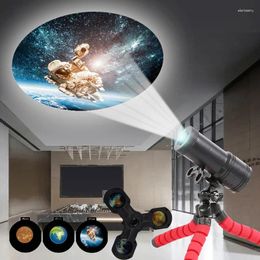 Luces nocturnas Luz de proyección USB Estrella romántica Luna Tierra Atmósfera Proyector Enfoque ajustable 5V Decoración de la habitación 3 modos