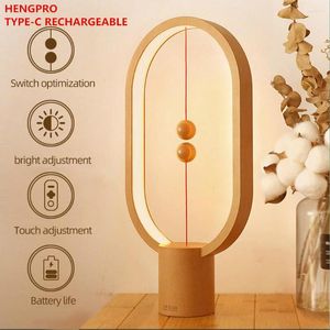 Veilleuses USB Rechargeable Heng Balance Lampe de table LED Ellipse Commutateur magnétique dans les airs Soins des yeux Veilleuse Capteur de mouvement Lumière d'ambiance