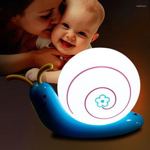 Veilleuses Led rechargeables par USB, Protection des yeux, lampe de Table en forme d'escargot, éclairage créatif de chevet pour la maison, dessin animé