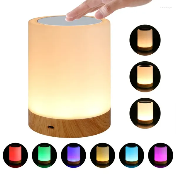 Veilleuses USB rechargeable tactile contrôle lampe de chevet lampe de table à intensité variable LED blanc chaud pour salon chambres enfants cadeau