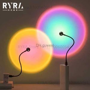 Lumières de nuit USB Sunset Lamp LED Rainbow Dawn Lighting Portable USB RVB Night Lamp Salle Decoration atmosphère INS Photo lamp yq240207