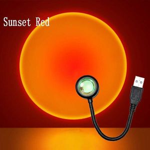 Veilleuses USB coucher de soleil lampe LED arc-en-ciel veilleuse projecteur photographie mur atmosphère éclairage pour chambre maison chambre décor cadeau P230331