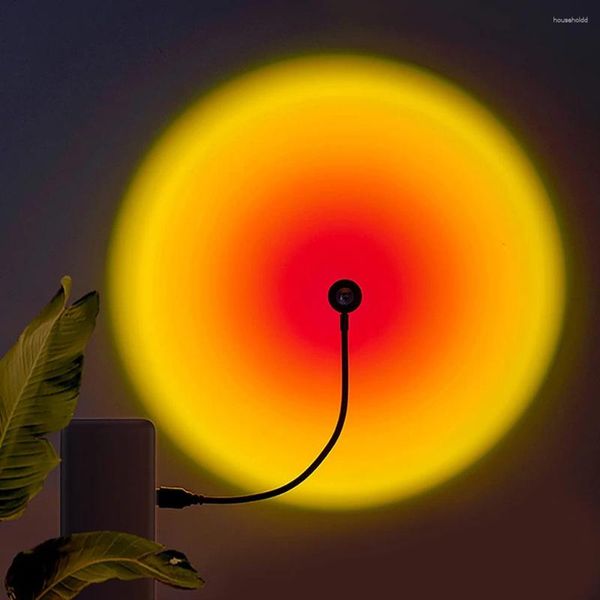 Veilleuses USB Coucher de Soleil Lampe LED Arc-En-Néon Projecteur Pographie Mur Atmosphère Éclairage Pour Chambre À Coucher Décor À La Maison Cadeau