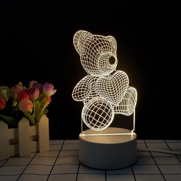 Luces nocturnas Día de San Valentín Decoración de luz 3D Dormitorio Regalo LED Iluminación interior Luz nocturna Niño Deco