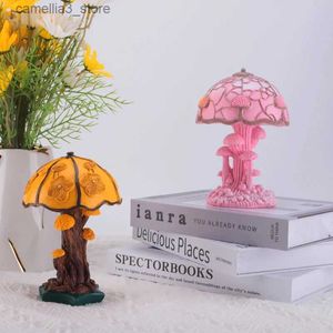 Veilleuses Vintage créatif teinté plante série lumière coloré verre champignon plante fleur abstraite atmosphère lampe chevet veilleuse Q231114