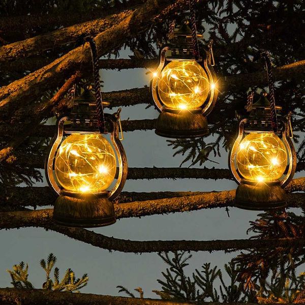 Luces de noche Lámpara de aceite portátil vintage Luces de noche LED de Navidad con pilas Linternas colgantes para interiores y exteriores Decoración festiva para fiestas R231110