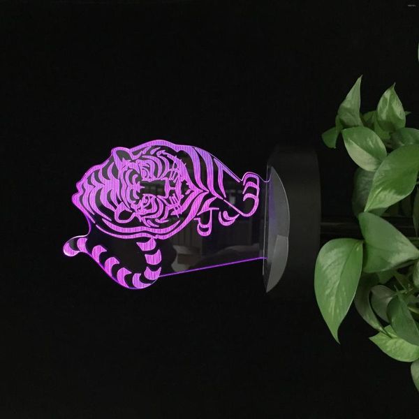 Luces nocturnas figura de tigre caminando Animal iluminación de paisaje con energía Solar luz de jardín lámpara LED 3D impermeable para regalo de vacaciones de patio