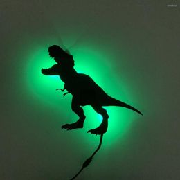 Veilleuses murales en forme de dinosaure, luminaire décoratif d'intérieur, couleur changeante, rvb, pour chambre à coucher