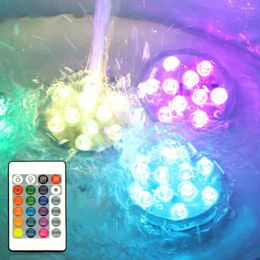 Luces nocturnas a prueba de agua RGB Color sumergible luz subacuática 24 teclas control remoto decoración al aire libre para estanque piscina