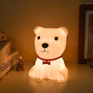 Nachtlichten Groothandel schattige puppyhond met 7 kleuren siliciumlicht voor kinderen Babylamp meisjes jongens geschenken speelgoed oplaadbare verlichting