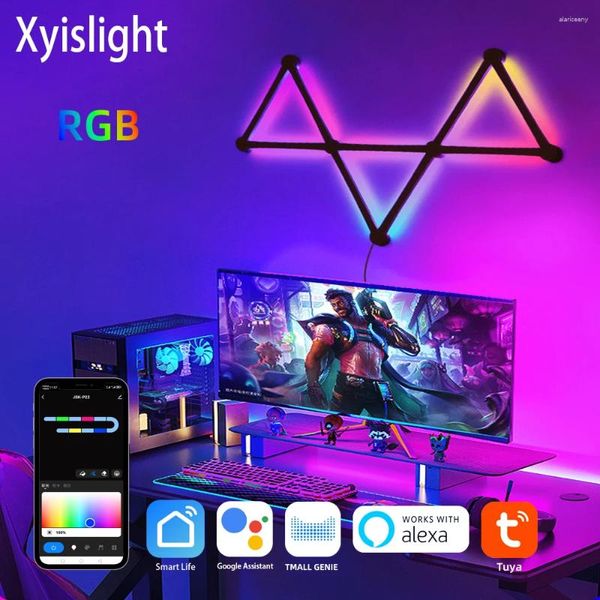 Veilleuses WiFi LED Mur Couleur Dimmable Smart Musique Synchronisation Rythme RVB Lumière D'ambiance Pour GamingRoom Décor À La Maison Bars Kit