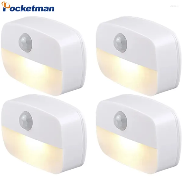 Luces nocturnas Lámpara de armario con sensor de movimiento automático de inducción de luz LED inteligente inalámbrica para pasillo de baño