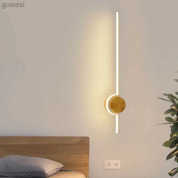 Luces nocturnas Lámpara de pared de madera/LED para dormitorio, mesita de noche, sala de estar, sofá, decoración del hogar, sala de estar moderna, Bar, aplique largo, pasillo, luz nocturna YQ240112