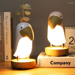 Lumi￨res nocturnes Lumi￨res d'oiseau en bois avec haut-parleur Bluetooth Lampe ￠ LED rechargeable USB pour la chambre ￠ coucher pour enfants d￩coratif