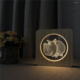 Nachtverlichting houten varken 3d led arylische lamp tafel licht schakelaar regeling voor studenten achterschool thuis decor feest cadeau