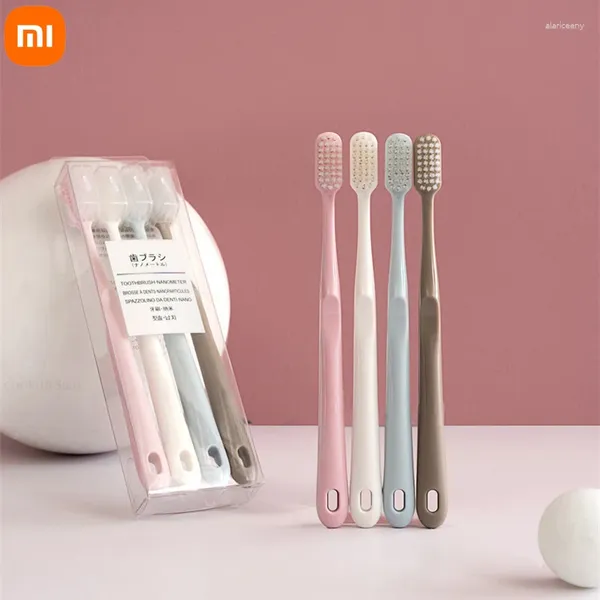 Veilleuses Xiaomi 4 pièces brosse à dents poils souples salle de bain antibactérien Superfine ensemble d'hygiène buccale