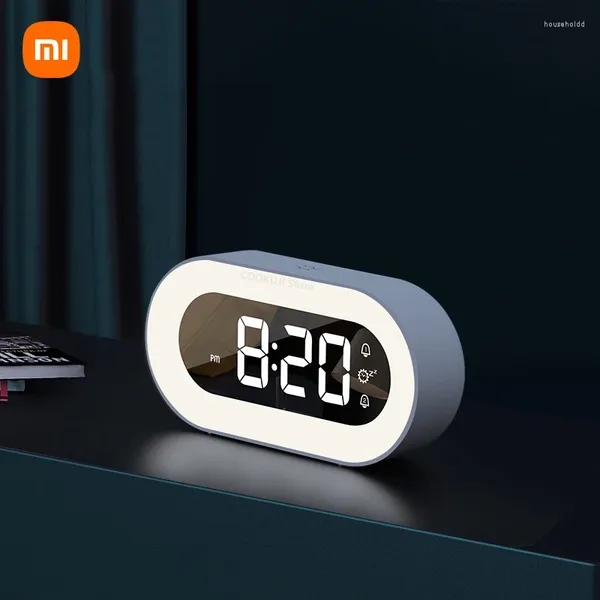 Luces nocturnas Xiaomi Música LED Reloj despertador digital Control de voz Diseño de luz Relojes de escritorio Decoración de mesa para el hogar Regalos para niños