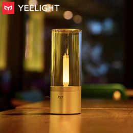 Nachtlichten Yeelight Smart bed kaarslamp tafellamp roteren regeling dimkeerbaar 1800K gele nachtlampje voor slaapkamer P230325