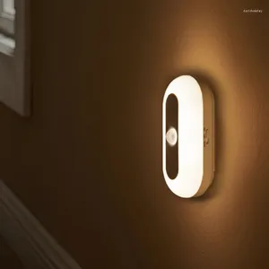 Luces nocturnas sensor led led luz usb armario magnético gabinete de pared de la pared lámpara de inducción del cuerpo inteligente