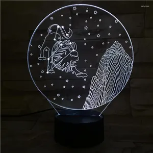 Luci notturne Zodiaco 3D Illusion Lampada Regalo di Natale Luce Bambini Decorazione camera da letto per bambini Gadget di illuminazione per interni LED creativi