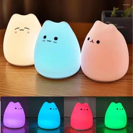 Veilleuses ZQQBYY LED Lumière Chat Lampe Sans Fil Capteur Tactile Silicone Batterie Animal Enfant Vacances Chambre Décor De Bureau