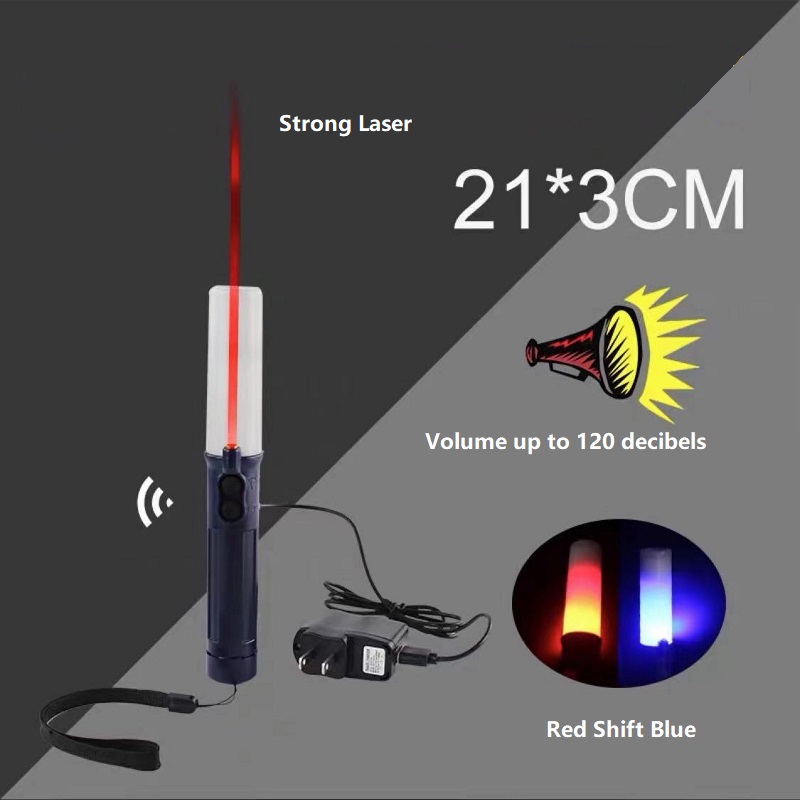 Gece Kırmızı Mavi Yanıp Sönen Uyarı Işık Ateşi Çok Fonksiyonlu Elektronik Düdük Şarj Edilebilir LED Trafik Batonu