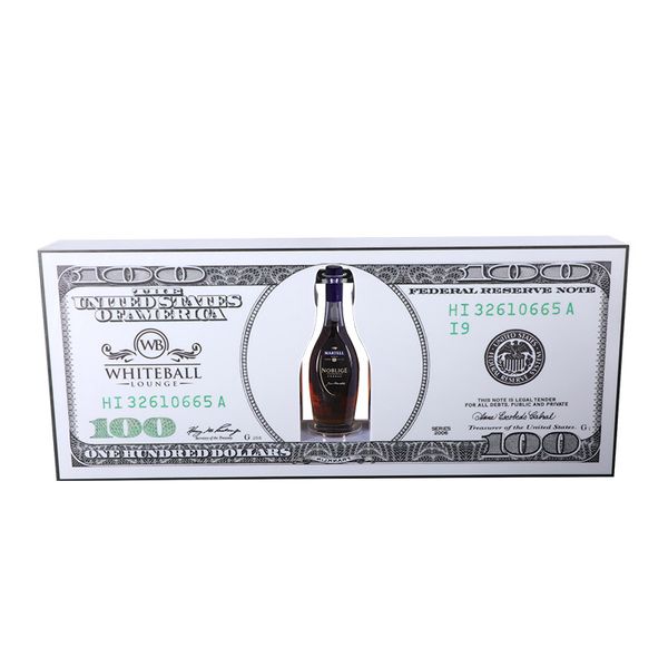Boîte de nuit Bar LED brillant Dollar américain Messages panneau signe liqueur VIP bouteille de vin présentoir support glorificateurs Service présentateur