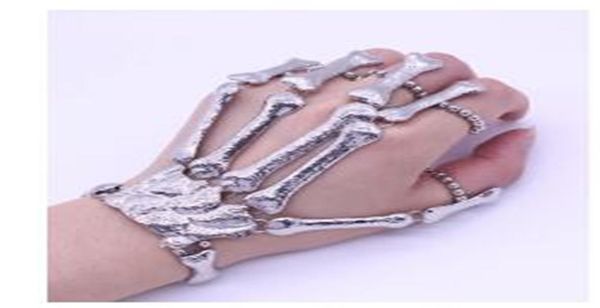 Bracelets de doigt de doigt du crâne punk gothique gothique pour femmes bracelets à main d'os squelette Bangles 2020 Christmas Halloween Gift6801253
