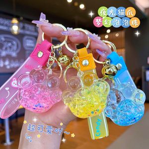 Nightglow Bubble Beads Cat Claw Sleutelhanger Creatief Drijfzand Fles Sleutelhanger Vrouwen Tas Hanger Auto Sleutelhanger Kleine Sieraden Leuke Gift Groothandel