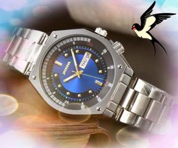 Veilleuse lumineuse automatique Date hommes montres de luxe mode hommes pleine bande en acier inoxydable mouvement à Quartz horloge Double calendrier montre-bracelet