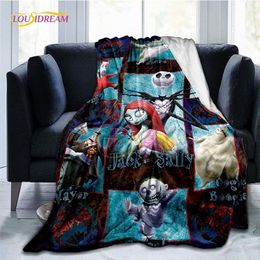 Pesadilla antes de Navidad Anime manta cubierta sofá Jack y Sally mantas para niños suave sábana ropa de cama decoración chico regalo 220505