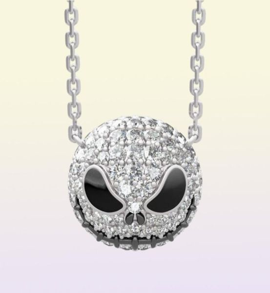 Nightmare Before Christmas Skeleton Collier Jack Crystals Crystals Pendante Femmes Collier de sorcière