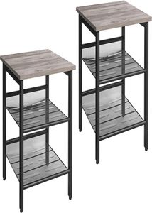 Table de chevet, ensemble de 2 tables d'appoint avec étagères en maille réglables, pour salon, chambre à coucher, cadre industriel en acier Stable, 1359526