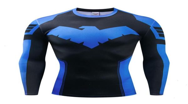 Camiseta con estampado 3d de Nightwing, camisetas para hombre, disfraz de Cosplay de manga larga, ropa deportiva, Tops para hombre, disfraces de Halloween para Pri8765343