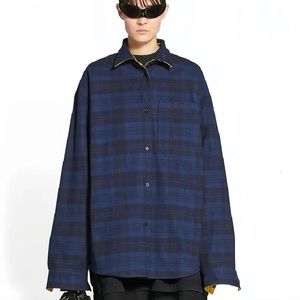 NIGO Hommes Printemps Et Automne Double Porter Simple Boutonnage Col Polo À Manches Longues Lâche Plaid Petit Haut Ngvp nigo7321 240328