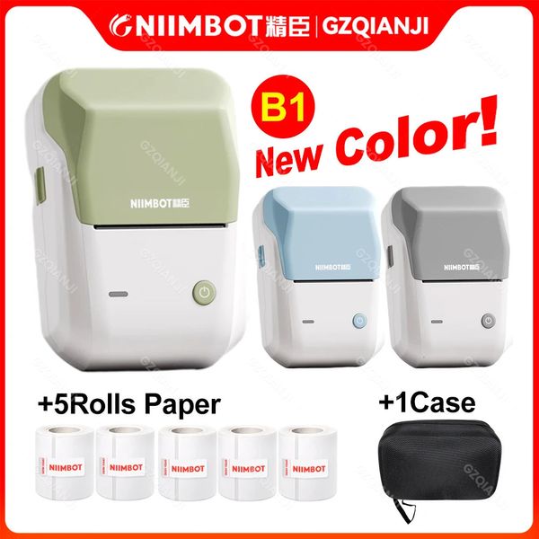 Niimbot B1 Color Thermal Label Sticker Imprimante Mini Wireless BT Maker pour Office Home Business Printing with Paper Roll Sac 240426