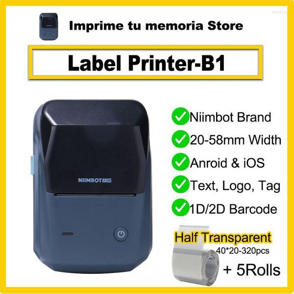 Niimbot B1 – imprimante d'étiquettes Portable, Mini fabricant de codes-barres pour étiquettes de vêtements et aliments, téléphone Portable connecté sans fil, Bluetooth