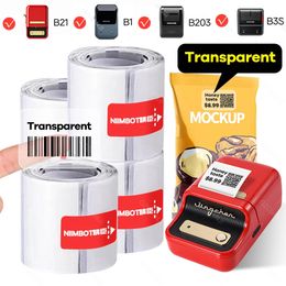 Niimbot B21 B1 B203 B3S Thermische label Printer Transparant label Rollen Waterdichte sticker Categorie Barcode Prijgrootte Naam Tag 240420