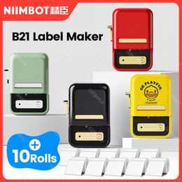 Niimbot B21 Imprimante D'étiquettes Portable Thermique Sans Fil Bluetooth Utilisé Pour Les Vêtements De Code À Barres Bijoux Fooder Rouleaux De Papier