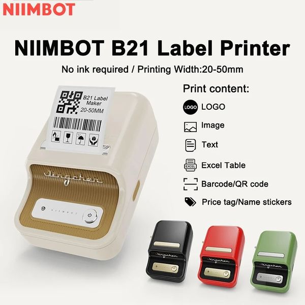 Niimbot B21 Étiquette imprimante portable Portable Wire-sans-étiquette thermique Bluetooth Maker Sticker Imprimante Label Paper 240417